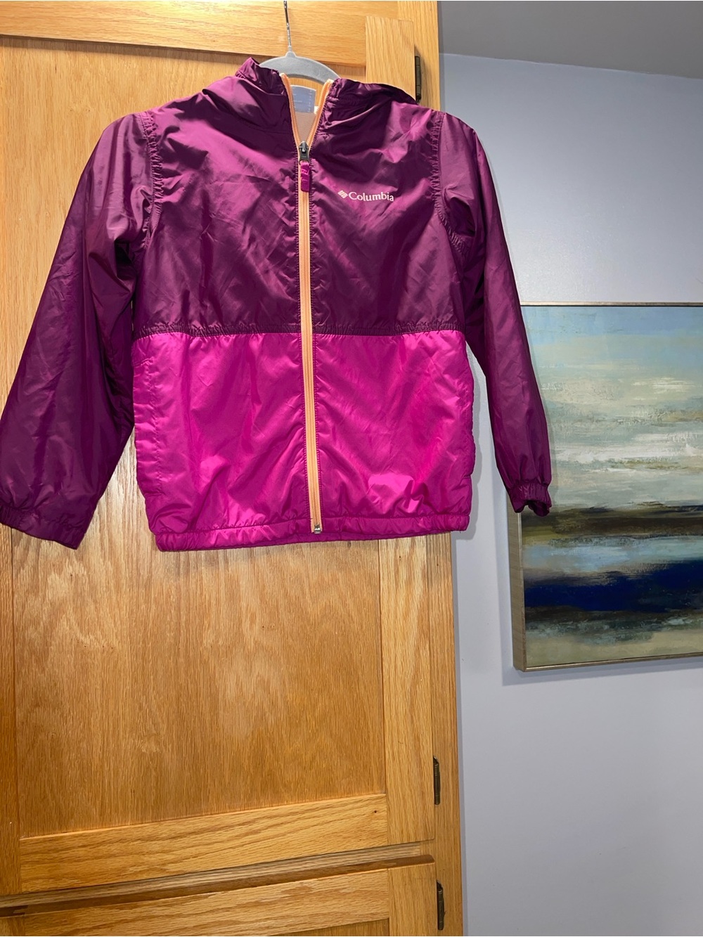 Columbia Girls' Two-Tone Purple & Pink Hooded Windbreaker Jacket | Fleece